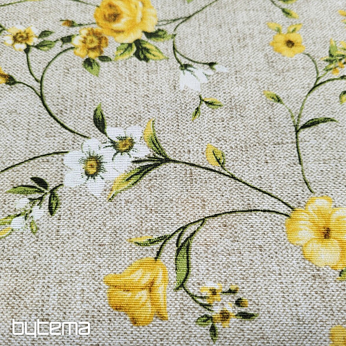 Dekorationsstoff BLUMEN RAME gelb