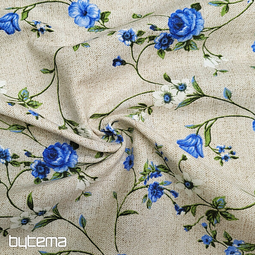 Dekostoff Blumen RAME blau