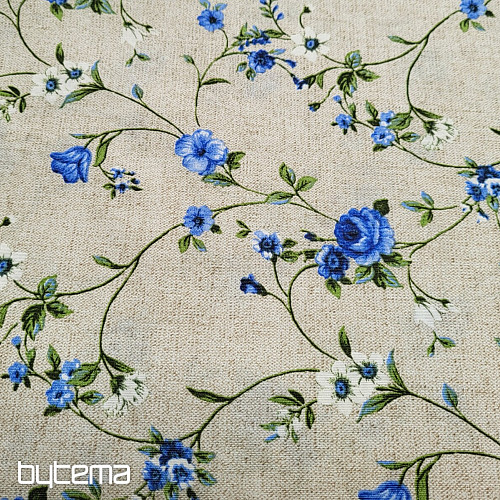 Dekostoff Blumen RAME blau