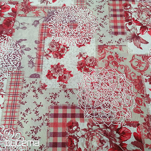Dekostoff CINTIA Blumen rot