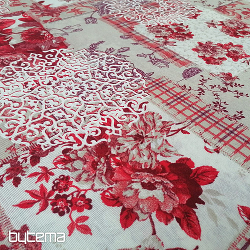 Dekostoff CINTIA Blumen rot