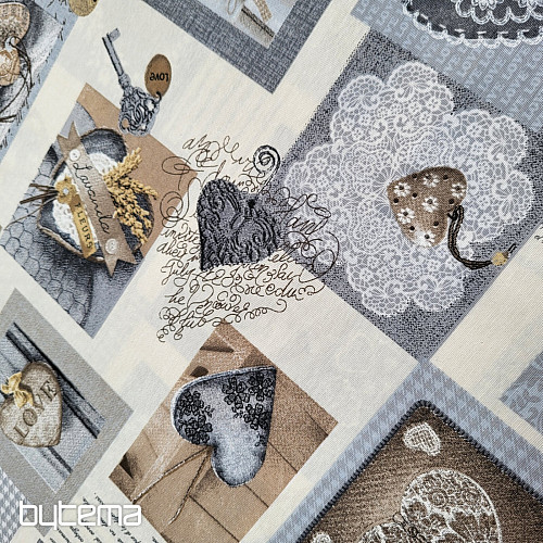 Dekostoff HERZ SHABBY beige