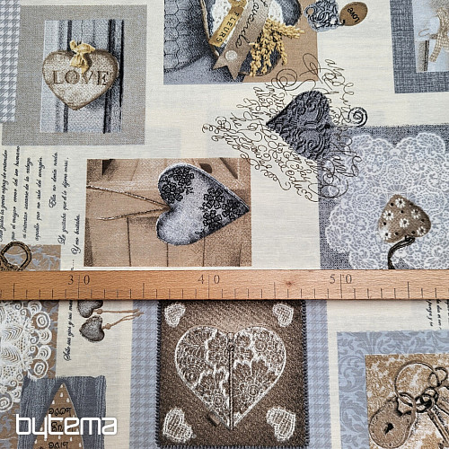 Dekostoff HERZ SHABBY beige