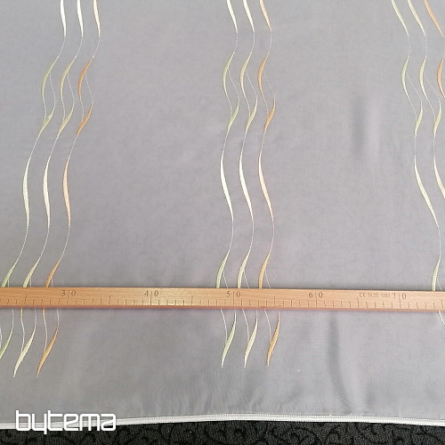 Voile-Gardine mit der Stickerei grün, gelb, orange Gerster 195/0057/70