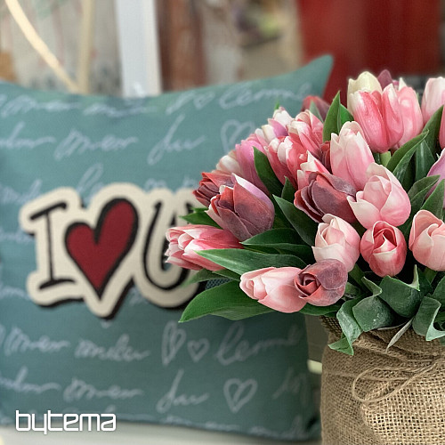 Gobelin-Kissenbezug „ICH LIEBE DICH“.