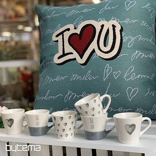 Gobelin-Kissenbezug „ICH LIEBE DICH“.