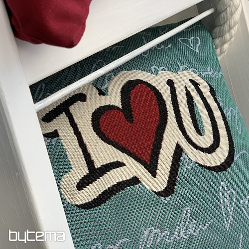 Gobelin-Kissenbezug „ICH LIEBE DICH“.