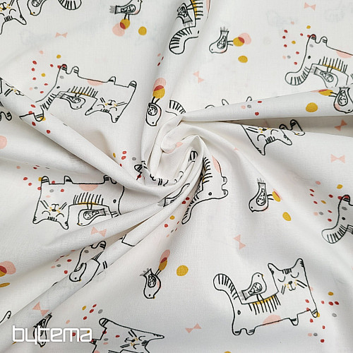 Baumwollstoff KATZE MIT VOGEL