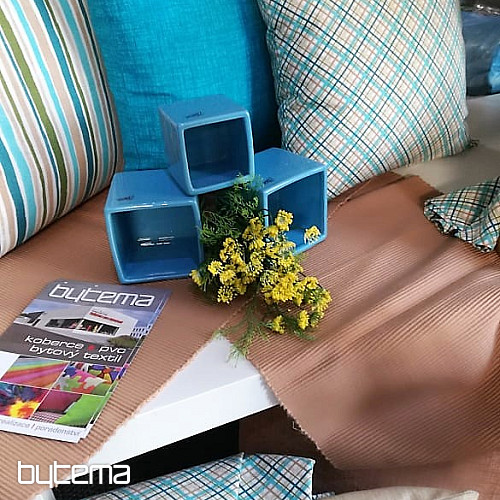 Deko-Kissenbezug EUGEN STRIP türkis-braun