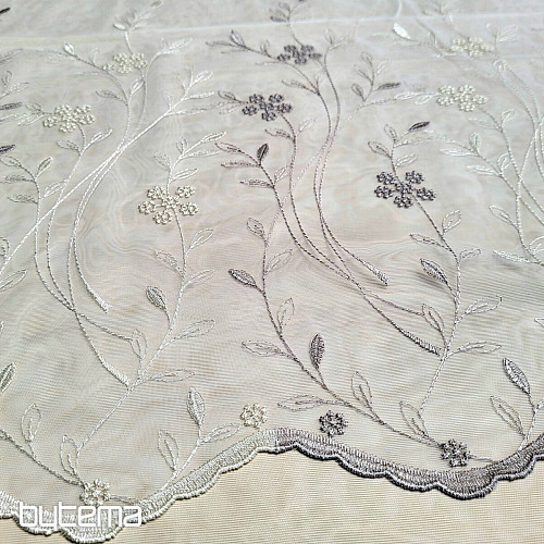 Moderne bestickte Gardine GERSTER 11443 white/beige