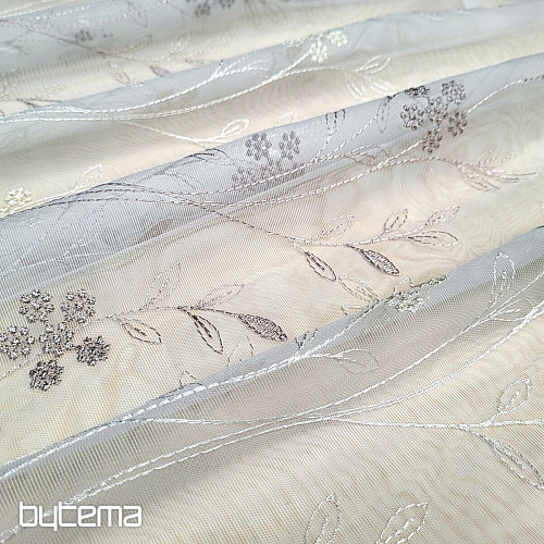 Moderne bestickte Gardine GERSTER 11443 white/beige