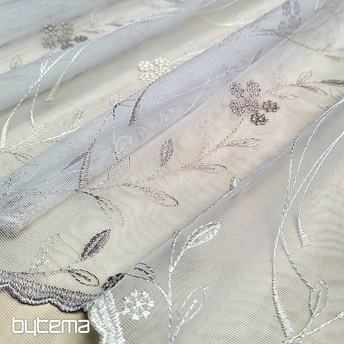 Moderne bestickte Gardine GERSTER 11443 white/beige