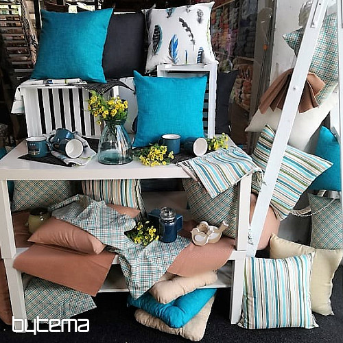 Deko-Kissenbezug EUGEN STRIP türkis-braun