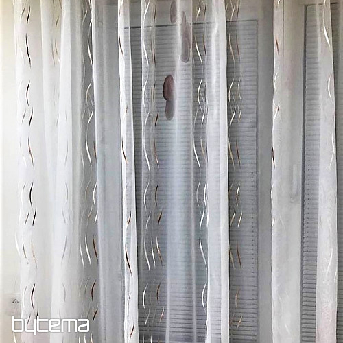 Voile-Gardine mit der beigen Stickerei Gerster 195/0200