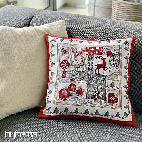 Weihnachts-Gobelin-Kissenbezug FROHE WEIHNACHTEN