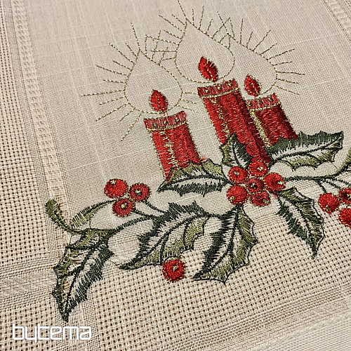 Gestickte Weihnachtstischdecken und Läufer KERZEN