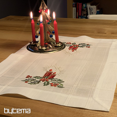 Gestickte Weihnachtstischdecken und Läufer KERZEN