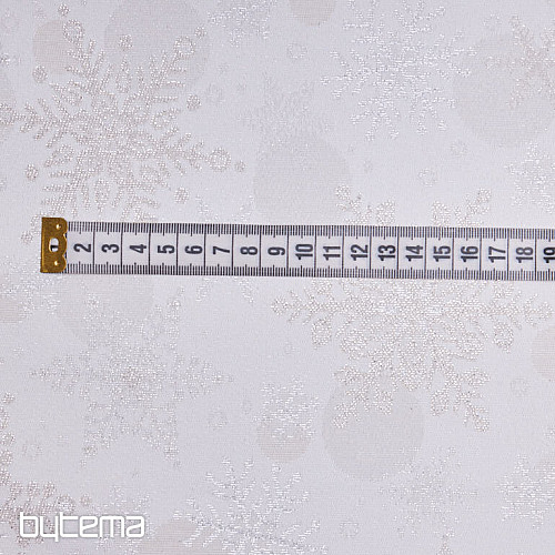 Dekostoffe jacquard SCHNEEFLOCKEN II. silver