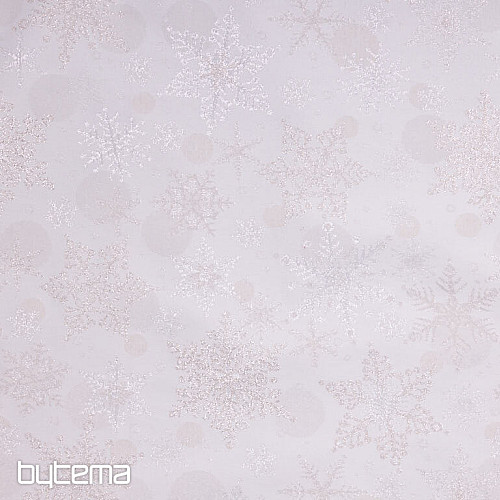 Dekostoffe jacquard SCHNEEFLOCKEN II. silver