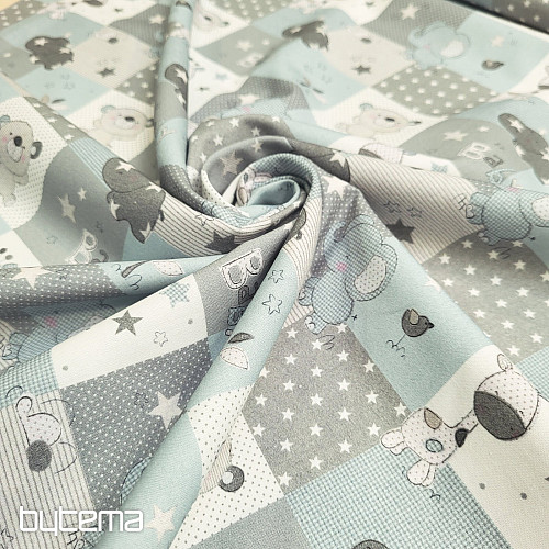 Baumwollstoff BABY ZOO blau