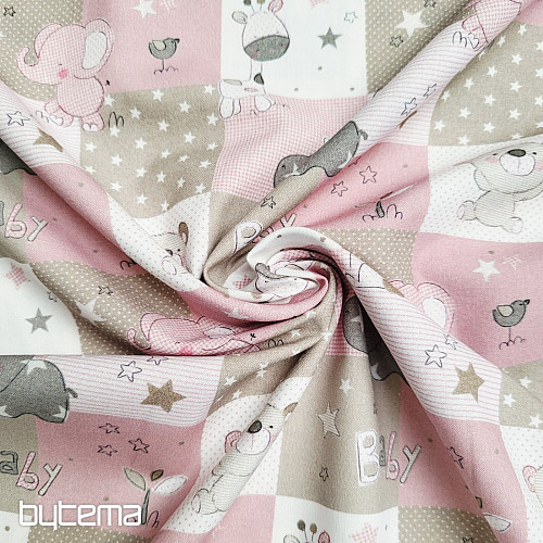 Baumwollstoff BABY ZOO rosa