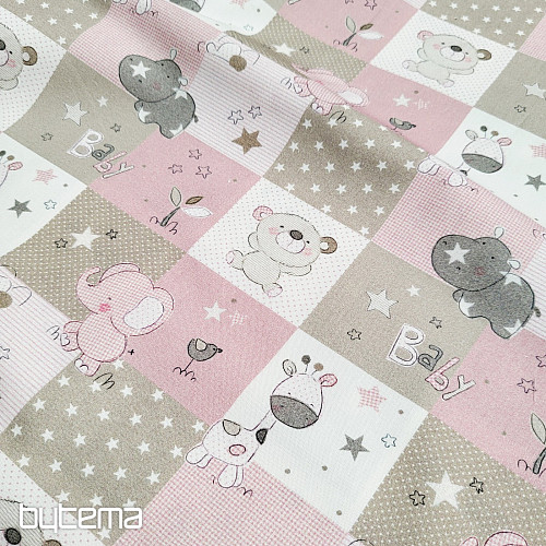 Baumwollstoff BABY ZOO rosa
