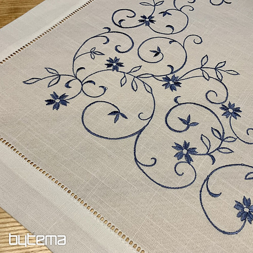 Bestickten Tischdecken Weiße mit blau Blume