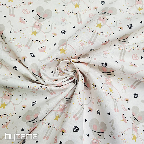 Baumwollstoff MÄUSE grau