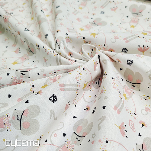 Baumwollstoff MÄUSE grau