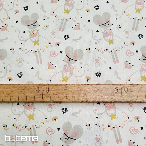 Baumwollstoff MÄUSE grau