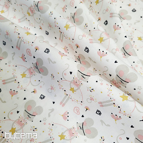 Baumwollstoff MÄUSE grau