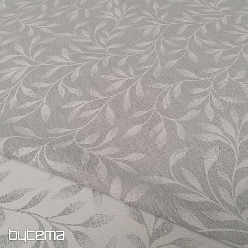 Dekostoffe jacquard NIGHT LEAFS Grau