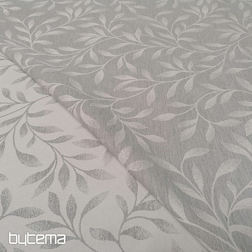 Dekostoffe jacquard NIGHT LEAFS Grau