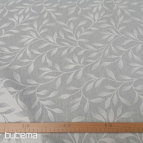 Dekostoffe jacquard NIGHT LEAFS Grau