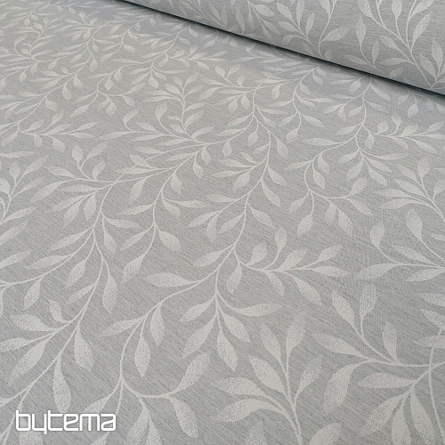 Dekostoffe jacquard NIGHT LEAFS Grau
