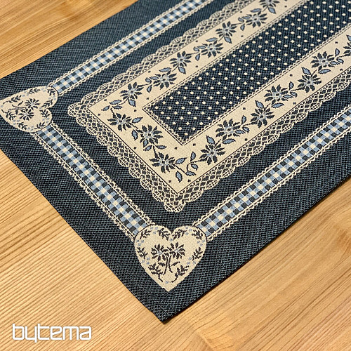 Gobelin-Tischdecke und Schal SELSKÁ JIZBA blau