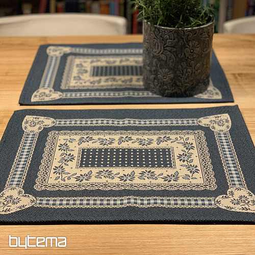 Gobelin-Tischdecke und Schal SELSKÁ JIZBA blau