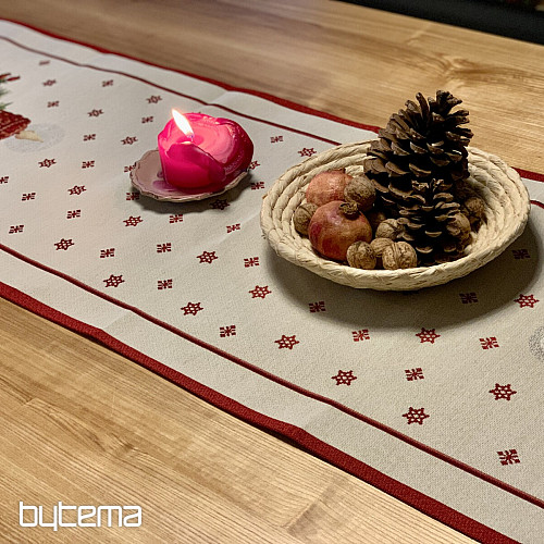Gobelin-Tischdecke und Schal WEIHNACHTSKERZE