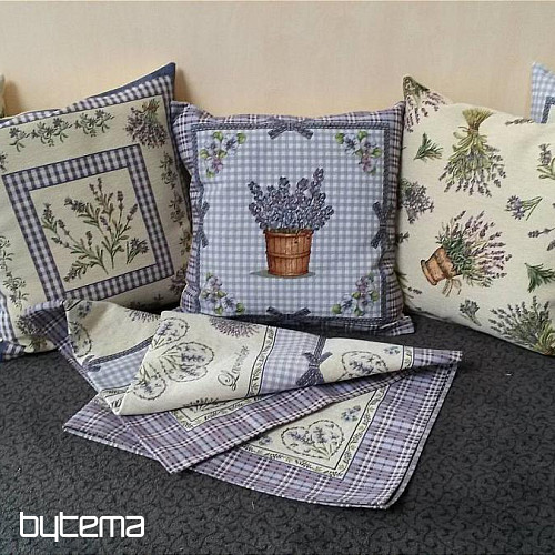 Gobelin-Kissenbezug LAVENDER HERZ