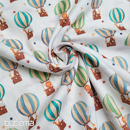 Kinder Baumwollsatin FLYING BALLOONS Digitaldruck