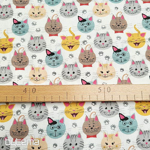Baumwollsatin für Kinder KATZE Digitaldruck