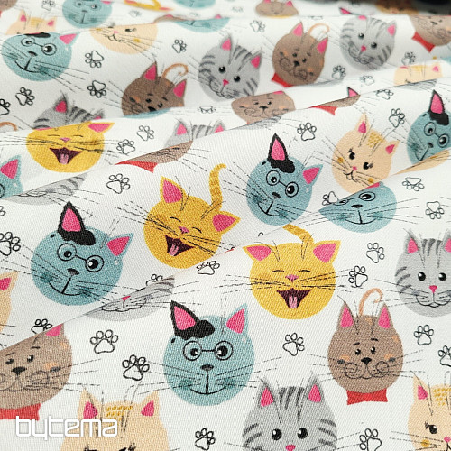Baumwollsatin für Kinder KATZE Digitaldruck