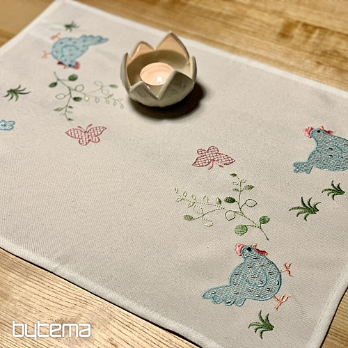 Bestickte Tischdecken und Tücher HEN blau