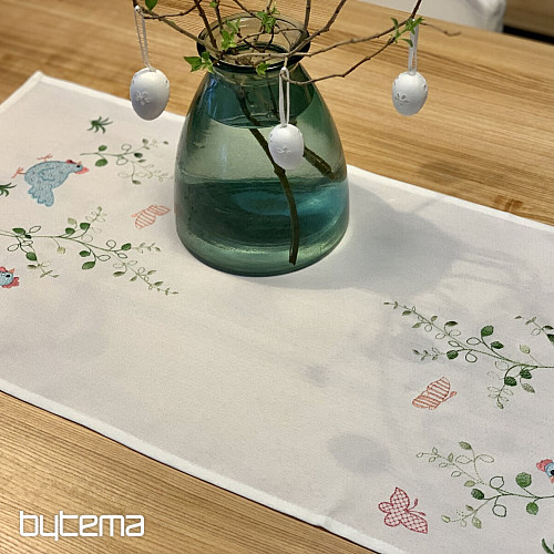 Bestickte Tischdecken und Tücher HEN blau