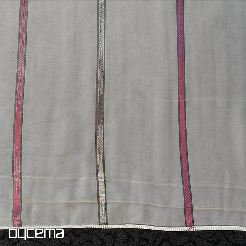 Voile-Gardine Streifen grau und lila