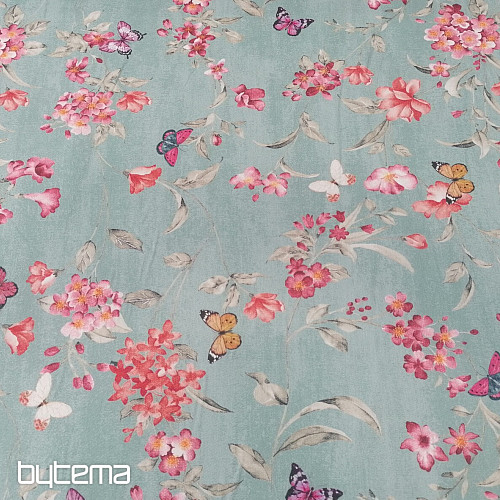 Dekostoff BLUMEN türkis