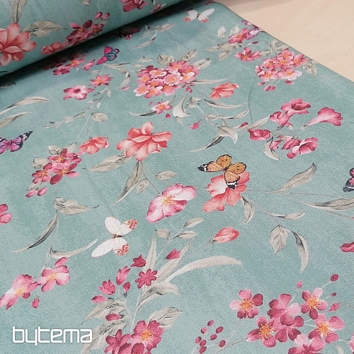Dekostoff BLUMEN türkis