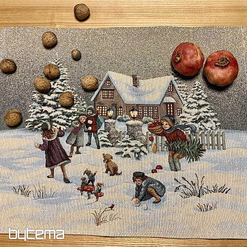Gobelin-Tischdecke und Schal WINTER JOY
