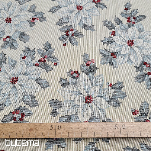 Dekorationsstoff WEINACHTSPOINSETTIA Silber