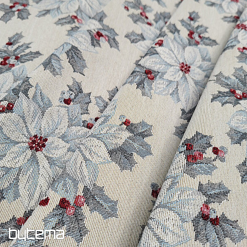 Dekorationsstoff WEINACHTSPOINSETTIA Silber